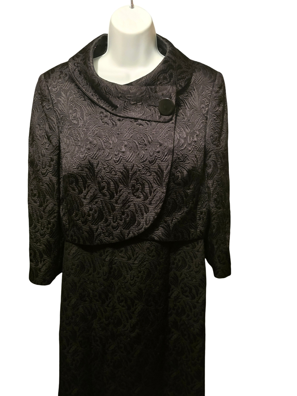 Tahari Black Textured Midi Dress with Cropped Jacket